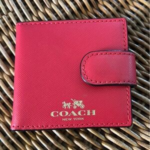 Coach Cherry Red Leather Bifold Purse Mirror
